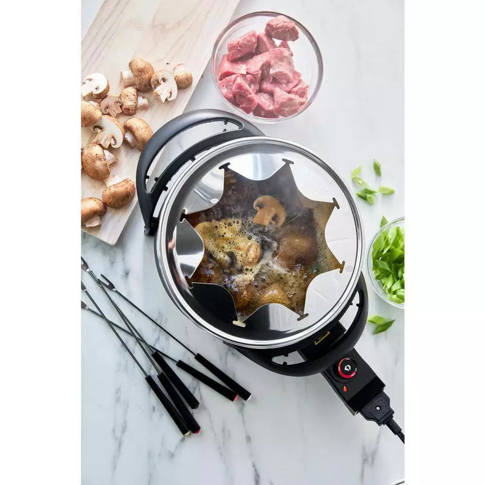 3 qt. Black Ceramic Non-Stick Multi-Use Fondue Pot Set with 8-Fondue Forks by GreenLife 5 3 qt. Black Ceramic Non-Stick Multi-Use Fondue Pot Set with 8-Fondue Forks by GreenLife - Image 3