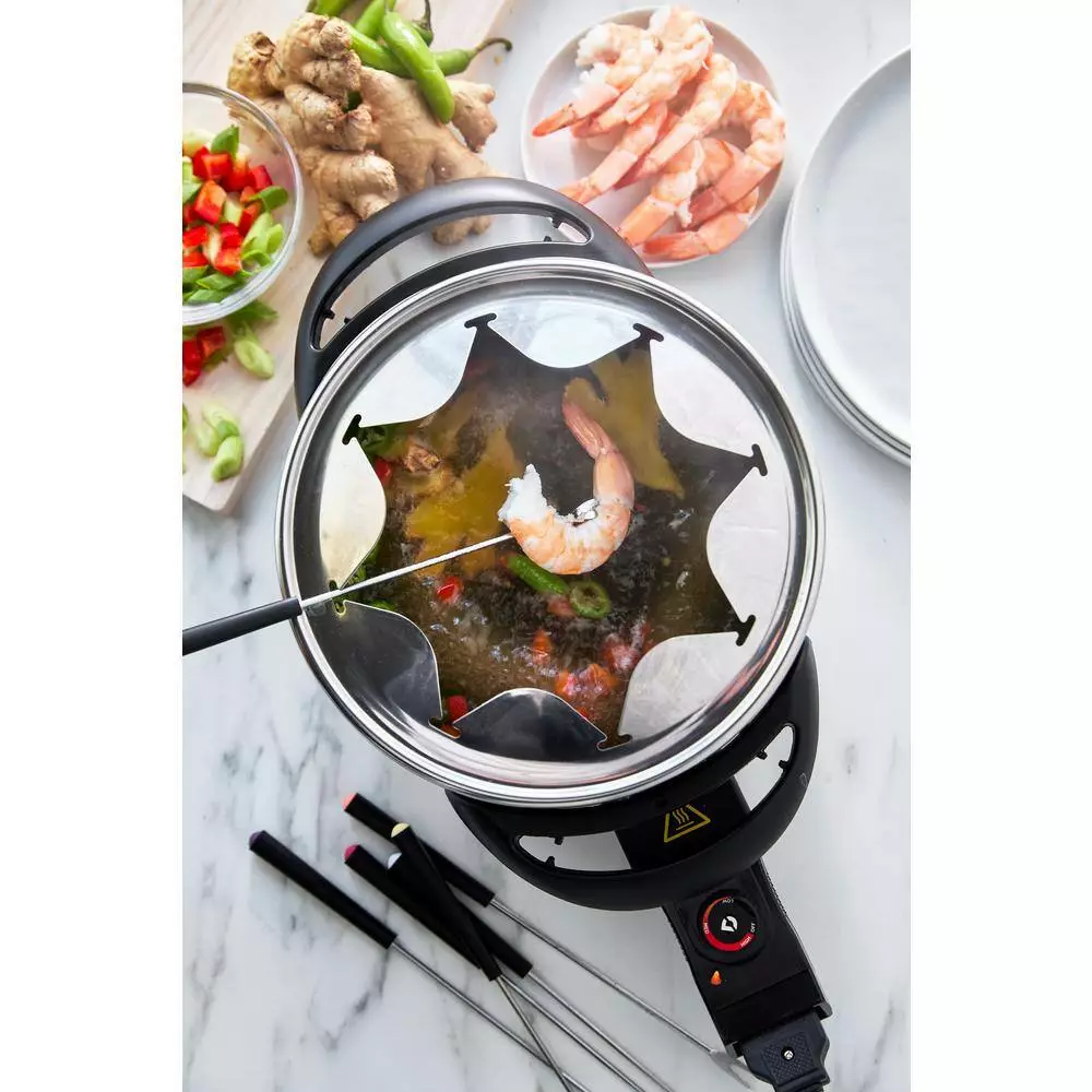 3 qt. Black Ceramic Non-Stick Multi-Use Fondue Pot Set with 8-Fondue Forks by GreenLife 4 3 qt. Black Ceramic Non-Stick Multi-Use Fondue Pot Set with 8-Fondue Forks by GreenLife - Image 2