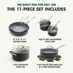 Valencia Pro Hard Anodized Healthy Ceramic Nonstick 15 Piece Cookware Pots and Pans Set by GreenPan -Cookware Sales Shop black greenpan pot pan sets cc000675 001 1f 1000