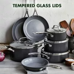 Valencia Pro Hard Anodized Healthy Ceramic Nonstick 15 Piece Cookware Pots and Pans Set by GreenPan -Cookware Sales Shop black greenpan pot pan sets cc000675 001 44 1000