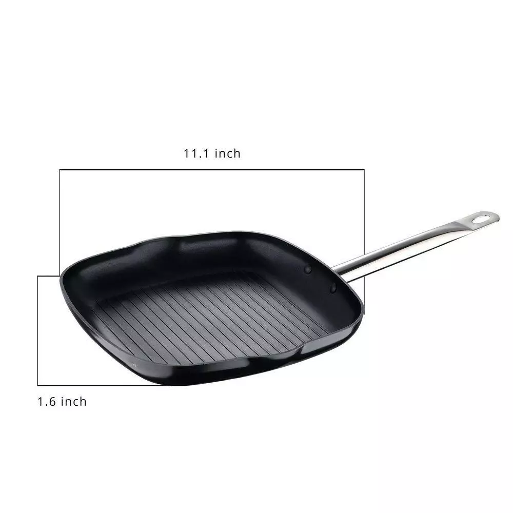11 in. Aluminum Nonstick Grill Pan in Black by BERGNER 4 11 in. Aluminum Nonstick Grill Pan in Black by BERGNER - Image 2