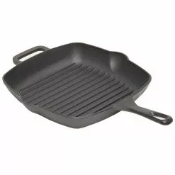 10 in. Pre-Seasoned Cast Iron Square Grill Pan by Home Basics