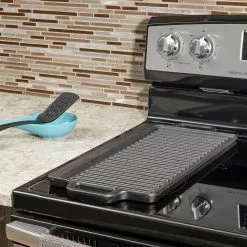 19 in. Pre-Seasoned Cast Iron Griddle by Home Basics 12 19 in. Pre-Seasoned Cast Iron Griddle by Home Basics -Cookware Sales Shop black home basics grill pans hdc94615 44 1000