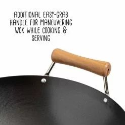 Joyce Chen 4-Piece Wok Set with Black Carbon Steel Non-Stick Wok, High Dome Lid, 12" Bamboo Spatula, and Recipe Booklet by Honey-Can-Do 20 Joyce Chen 4-Piece Wok Set with Black Carbon Steel Non-Stick Wok, High Dome Lid, 12" Bamboo Spatula, and Recipe Booklet by Honey-Can-Do -Cookware Sales Shop black honey can do woks stir fry pans j21 9971 fa 1000