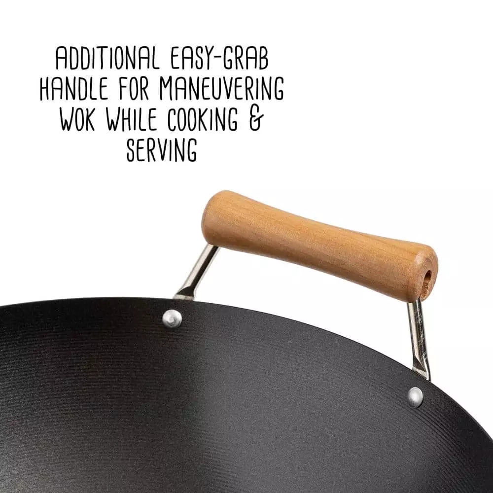 Joyce Chen 4-Piece Wok Set with Black Carbon Steel Non-Stick Wok, High Dome Lid, 12" Bamboo Spatula, and Recipe Booklet by Honey-Can-Do 10 Joyce Chen 4-Piece Wok Set with Black Carbon Steel Non-Stick Wok, High Dome Lid, 12" Bamboo Spatula, and Recipe Booklet by Honey-Can-Do - Image 8