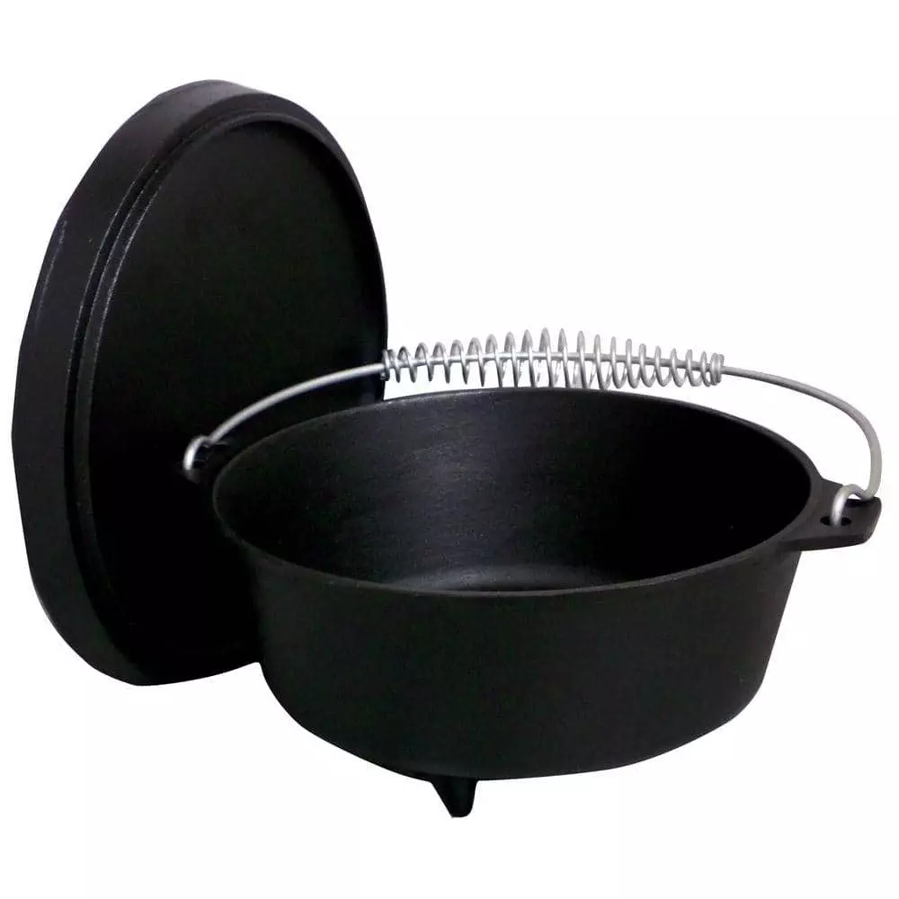 Pre-seasoned 8 qt. Round Cast Iron Dutch Oven in Black with Lid by King Kooker 3 Pre-seasoned 8 qt. Round Cast Iron Dutch Oven in Black with Lid by King Kooker