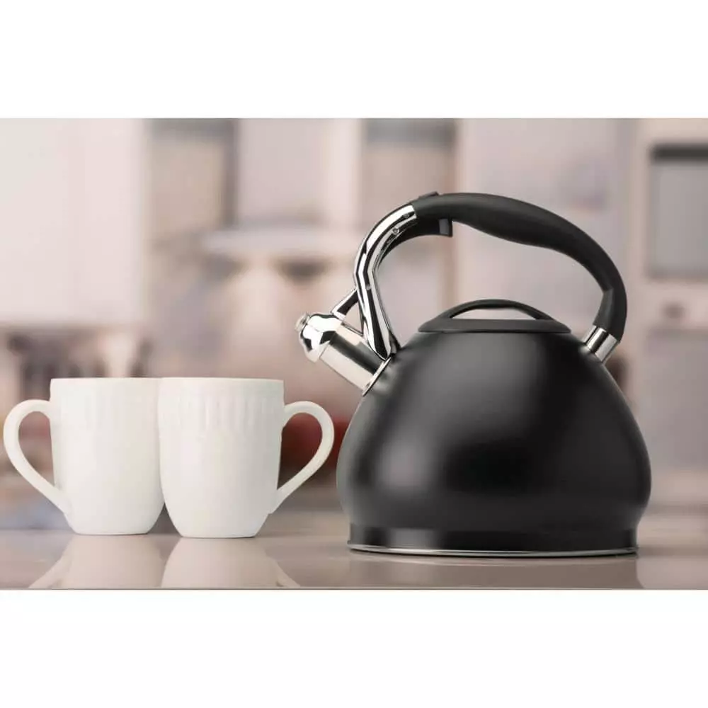 14-Cup Black Stainless Steel Tea Kettle by Kitchen Details 3 14-Cup Black Stainless Steel Tea Kettle by Kitchen Details