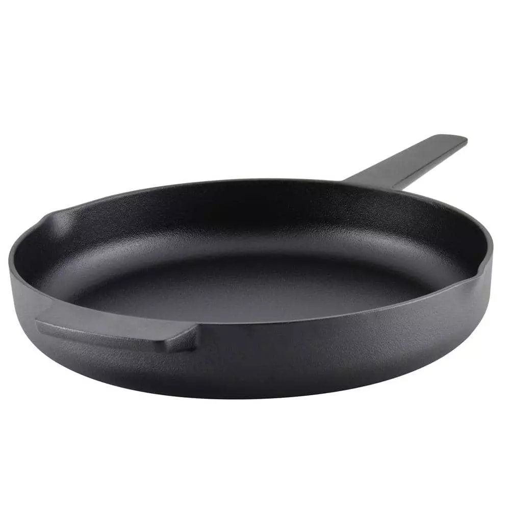 Seasoned Cast Iron 12 in. Cast Iron Frying Pan Black by KitchenAid 3 Seasoned Cast Iron 12 in. Cast Iron Frying Pan Black by KitchenAid