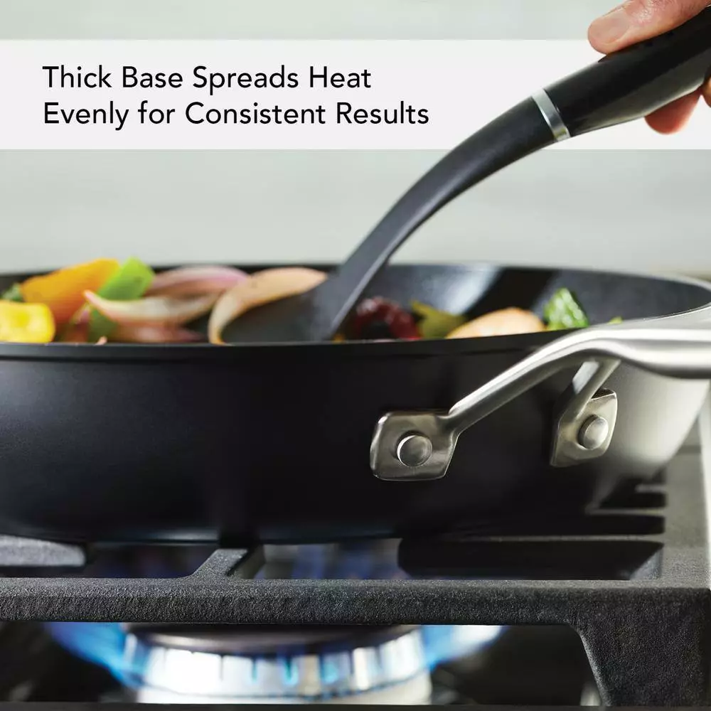 12.25 in. Hard-Anodized Induction Aluminum Nonstick Frying Pan with Lid Black Matte by KitchenAid 7 12.25 in. Hard-Anodized Induction Aluminum Nonstick Frying Pan with Lid Black Matte by KitchenAid - Image 5