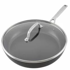 12.25 in. Hard-Anodized Induction Aluminum Nonstick Frying Pan with Lid Black Matte by KitchenAid 18 12.25 in. Hard-Anodized Induction Aluminum Nonstick Frying Pan with Lid Black Matte by KitchenAid -Cookware Sales Shop black kitchenaid skillets 80123 76 1000