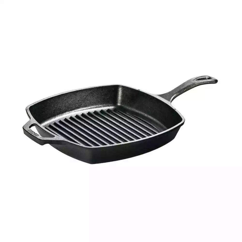 10.5 in. Cast Iron Grill Pan in Black by Lodge 3 10.5 in. Cast Iron Grill Pan in Black by Lodge