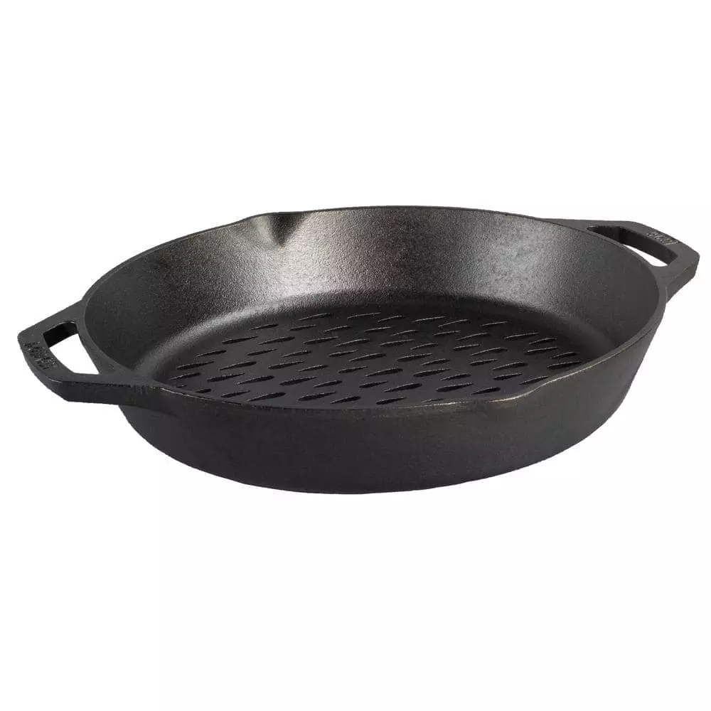 12 in. Cast Iron Dual Handle Grill Basket in Black by Lodge 3 12 in. Cast Iron Dual Handle Grill Basket in Black by Lodge