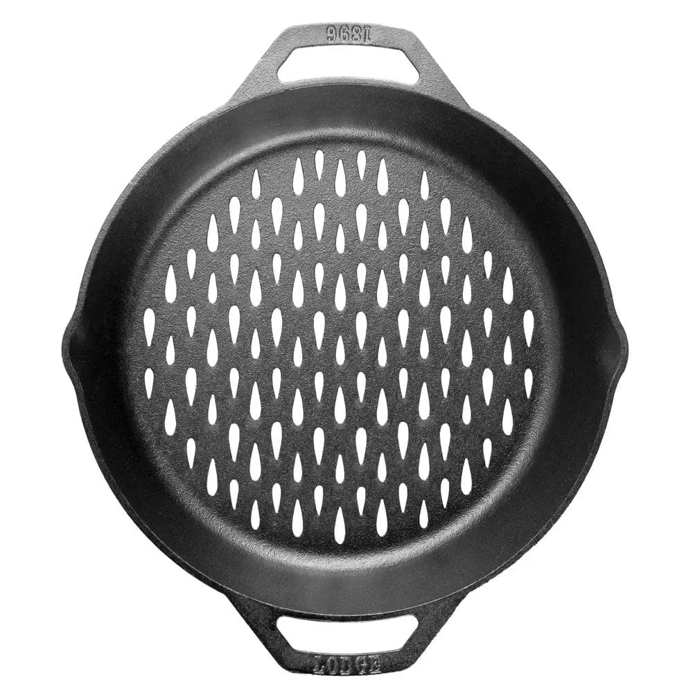 12 in. Cast Iron Dual Handle Grill Basket in Black by Lodge 8 12 in. Cast Iron Dual Handle Grill Basket in Black by Lodge - Image 6