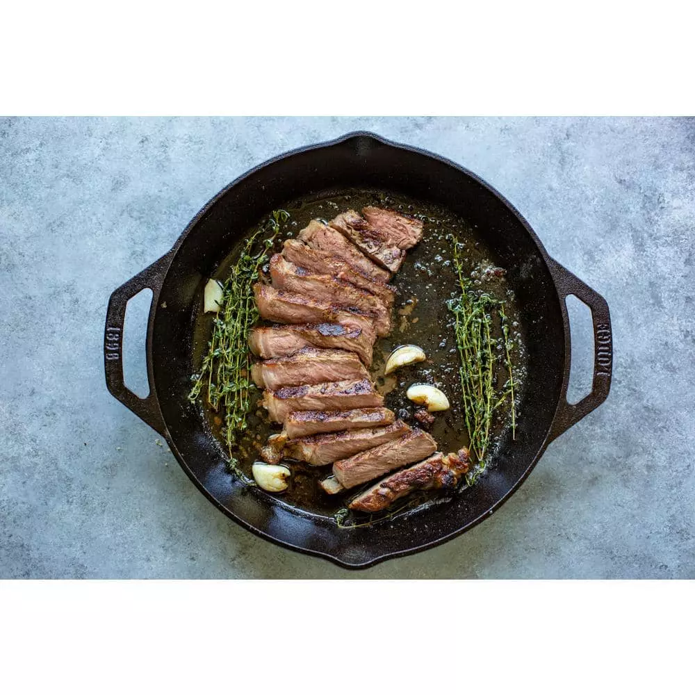 12 in. Cast Iron Skillet in Black with Dual Handles by Lodge 4 12 in. Cast Iron Skillet in Black with Dual Handles by Lodge - Image 2