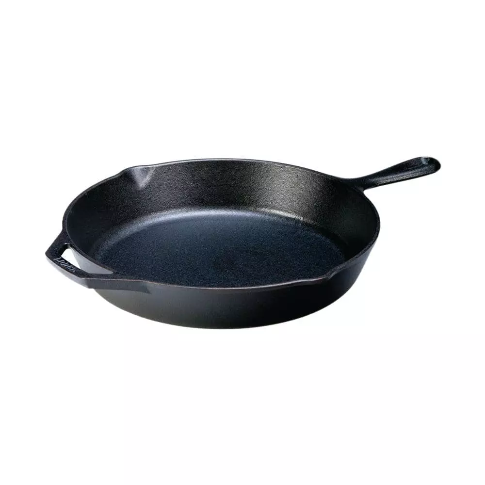 12 in. Cast Iron Skillet in Black with Pour Spout by Lodge 3 12 in. Cast Iron Skillet in Black with Pour Spout by Lodge