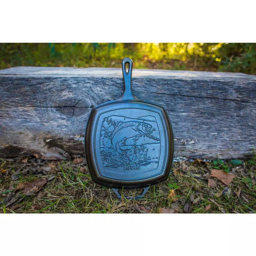 Wildlife Series 10.5 in. Square Cast Iron Fish Grill Pan by Lodge 5 Wildlife Series 10.5 in. Square Cast Iron Fish Grill Pan by Lodge - Image 3