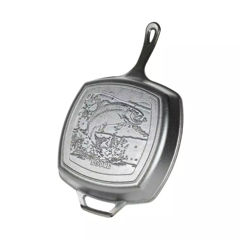 Wildlife Series 10.5 in. Square Cast Iron Fish Grill Pan by Lodge 3 Wildlife Series 10.5 in. Square Cast Iron Fish Grill Pan by Lodge