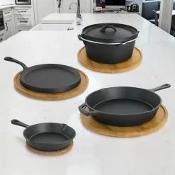 Pre-Seasoned 5-Piece Cast Iron Cookware Set by MegaChef -Cookware Sales Shop black megachef pot pan sets 985114407m 31 1000