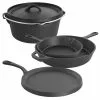 Pre-Seasoned 5-Piece Cast Iron Cookware Set by MegaChef 1 Pre-Seasoned 5-Piece Cast Iron Cookware Set by MegaChef -Cookware Sales Shop black megachef pot pan sets 985114407m 64 1000