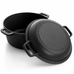 12-Piece Round Pre Seasoned Cast Iron Cookware Set by MegaChef -Cookware Sales Shop black megachef pot pan sets 985117380m 4f 1000