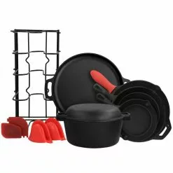 12-Piece Round Pre Seasoned Cast Iron Cookware Set by MegaChef