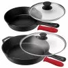 Pre-Seasoned 6-Piece Cast Iron Skillet Set with Lids by MegaChef 1 Pre-Seasoned 6-Piece Cast Iron Skillet Set with Lids by MegaChef -Cookware Sales Shop black megachef skillets 985114404m 64 1000