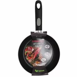 8 in. Aluminum Nonstick Frying Pan in Black with Glass Lid by Mirro 10 8 in. Aluminum Nonstick Frying Pan in Black with Glass Lid by Mirro -Cookware Sales Shop black mirro skillets mir e7970294m 1f 1000