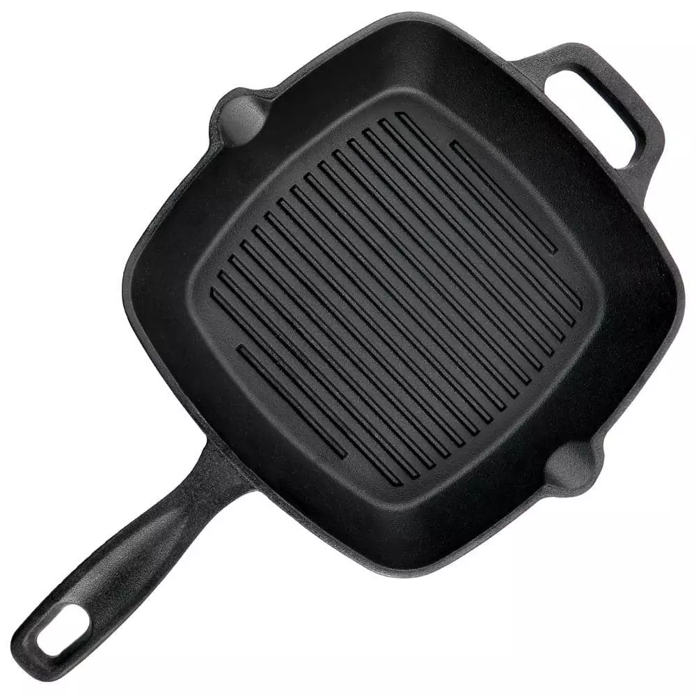 Castaway 10 in. Square Cast Iron Grill Pan with Pouring Spouts by Oster 6 Castaway 10 in. Square Cast Iron Grill Pan with Pouring Spouts by Oster - Image 4