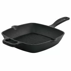 Castaway 10 in. Square Cast Iron Grill Pan with Pouring Spouts by Oster
