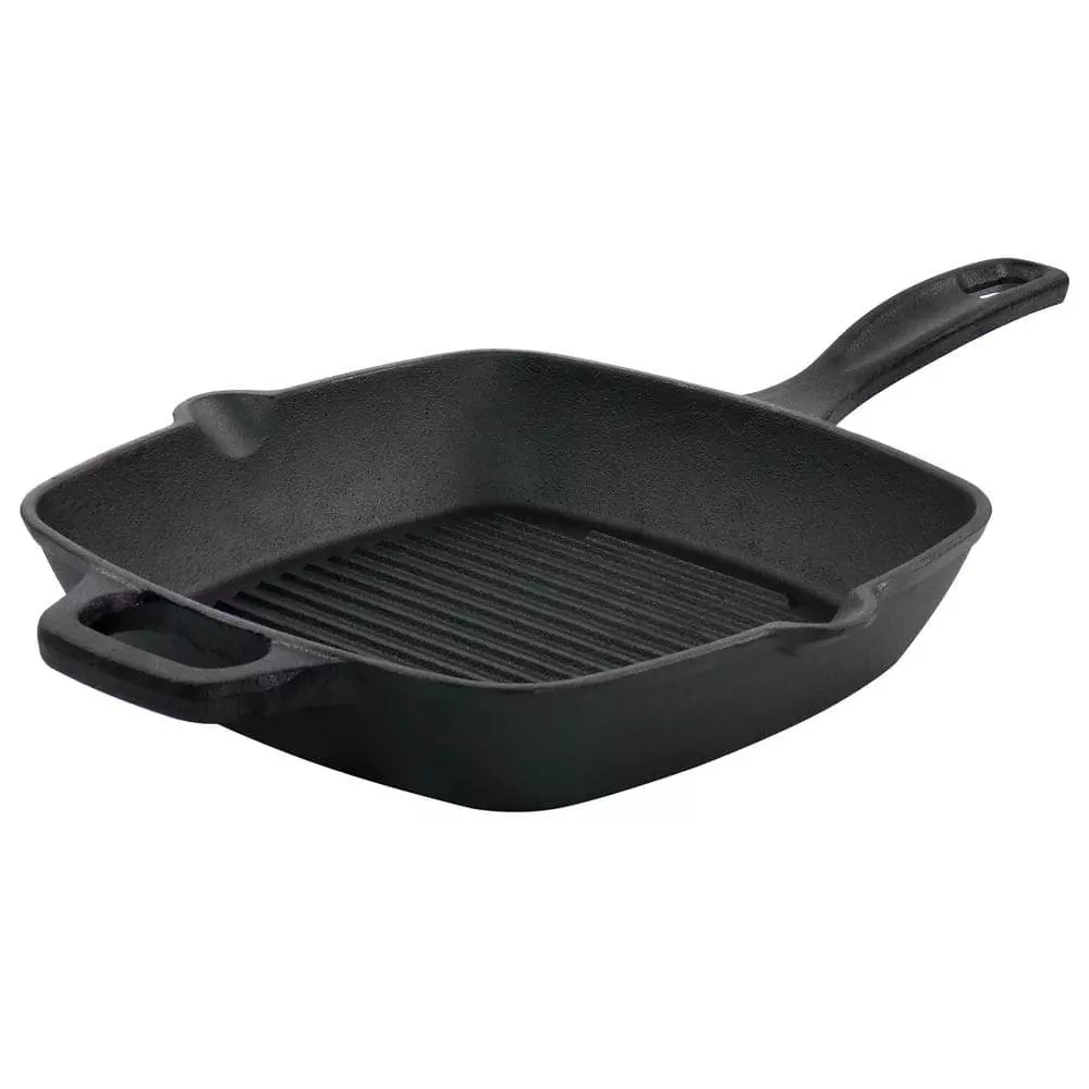 Castaway 10 in. Square Cast Iron Grill Pan with Pouring Spouts by Oster 3 Castaway 10 in. Square Cast Iron Grill Pan with Pouring Spouts by Oster