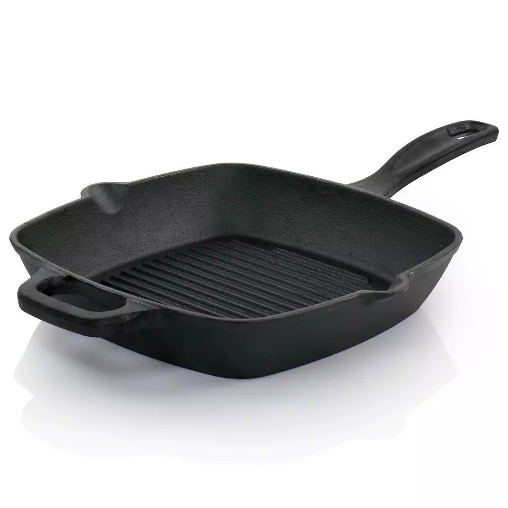 Castaway 10 in. Square Cast Iron Grill Pan with Pouring Spouts by Oster 4 Castaway 10 in. Square Cast Iron Grill Pan with Pouring Spouts by Oster - Image 2