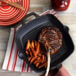 Castaway 10 in. Square Cast Iron Grill Pan with Pouring Spouts by Oster 17 Castaway 10 in. Square Cast Iron Grill Pan with Pouring Spouts by Oster -Cookware Sales Shop black oster grill pans 985116951m 76 1000