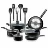 15-Piece Pots and Pans Aluminum Non Stick Chef Kitchenware Cookware Set, Black by SereneLife -Cookware Sales Shop black serenelife pot pan sets slcw15blk 64 1000