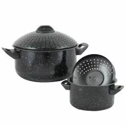 Casselman 4-Piece Steel Nonstick Pasta Pot Set in Black Speckle by Gibson Home