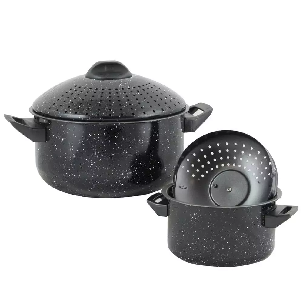 Casselman 4-Piece Steel Nonstick Pasta Pot Set in Black Speckle by Gibson Home 3 Casselman 4-Piece Steel Nonstick Pasta Pot Set in Black Speckle by Gibson Home