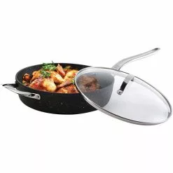 The Rock 11 in. Aluminum Nonstick Frying Pan in Black Speckle with Glass Lid by Starfrit 21 The Rock 11 in. Aluminum Nonstick Frying Pan in Black Speckle with Glass Lid by Starfrit -Cookware Sales Shop black speckle starfrit skillets 060318 003 0000 31 1000