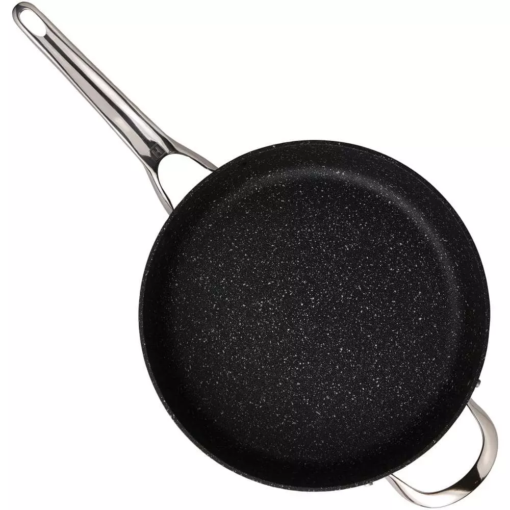 The Rock 11 in. Aluminum Nonstick Frying Pan in Black Speckle with Glass Lid by Starfrit 7 The Rock 11 in. Aluminum Nonstick Frying Pan in Black Speckle with Glass Lid by Starfrit - Image 5