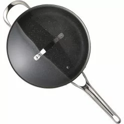 The Rock 11 in. Aluminum Nonstick Frying Pan in Black Speckle with Glass Lid by Starfrit 14 The Rock 11 in. Aluminum Nonstick Frying Pan in Black Speckle with Glass Lid by Starfrit -Cookware Sales Shop black speckle starfrit skillets 060318 003 0000 66 1000