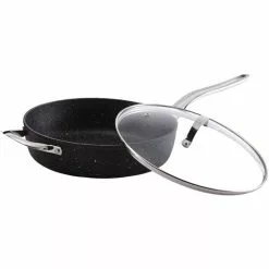 The Rock 11 in. Aluminum Nonstick Frying Pan in Black Speckle with Glass Lid by Starfrit 15 The Rock 11 in. Aluminum Nonstick Frying Pan in Black Speckle with Glass Lid by Starfrit -Cookware Sales Shop black speckle starfrit skillets 060318 003 0000 c3 1000