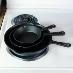 Cast Iron 3-Piece Cast Iron Skillet Set in Black by Sunnydaze Decor 9 Cast Iron 3-Piece Cast Iron Skillet Set in Black by Sunnydaze Decor -Cookware Sales Shop black sunnydaze decor skillets aci 163 31 1000