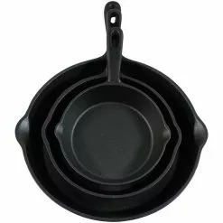 Cast Iron 3-Piece Cast Iron Skillet Set in Black by Sunnydaze Decor 8 Cast Iron 3-Piece Cast Iron Skillet Set in Black by Sunnydaze Decor -Cookware Sales Shop black sunnydaze decor skillets aci 163 4f 1000