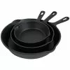 Cast Iron 3-Piece Cast Iron Skillet Set in Black by Sunnydaze Decor
