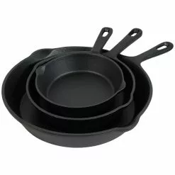 Cast Iron 3-Piece Cast Iron Skillet Set in Black by Sunnydaze Decor