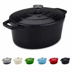 8 qt. Oval Non-Stick Cast Iron Dutch Oven in Black with Lid by vancasso -Cookware Sales Shop black vancasso dutch ovens vs zto 37 bk 31 1000