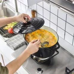 8 qt. Oval Non-Stick Cast Iron Dutch Oven in Black with Lid by vancasso -Cookware Sales Shop black vancasso dutch ovens vs zto 37 bk 76 1000