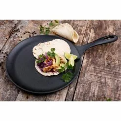 10.5 in. Cast Iron Comal Griddle and Crepe Pan, Seasoned by Victoria -Cookware Sales Shop black victoria skillets gdl 186 4f 1000