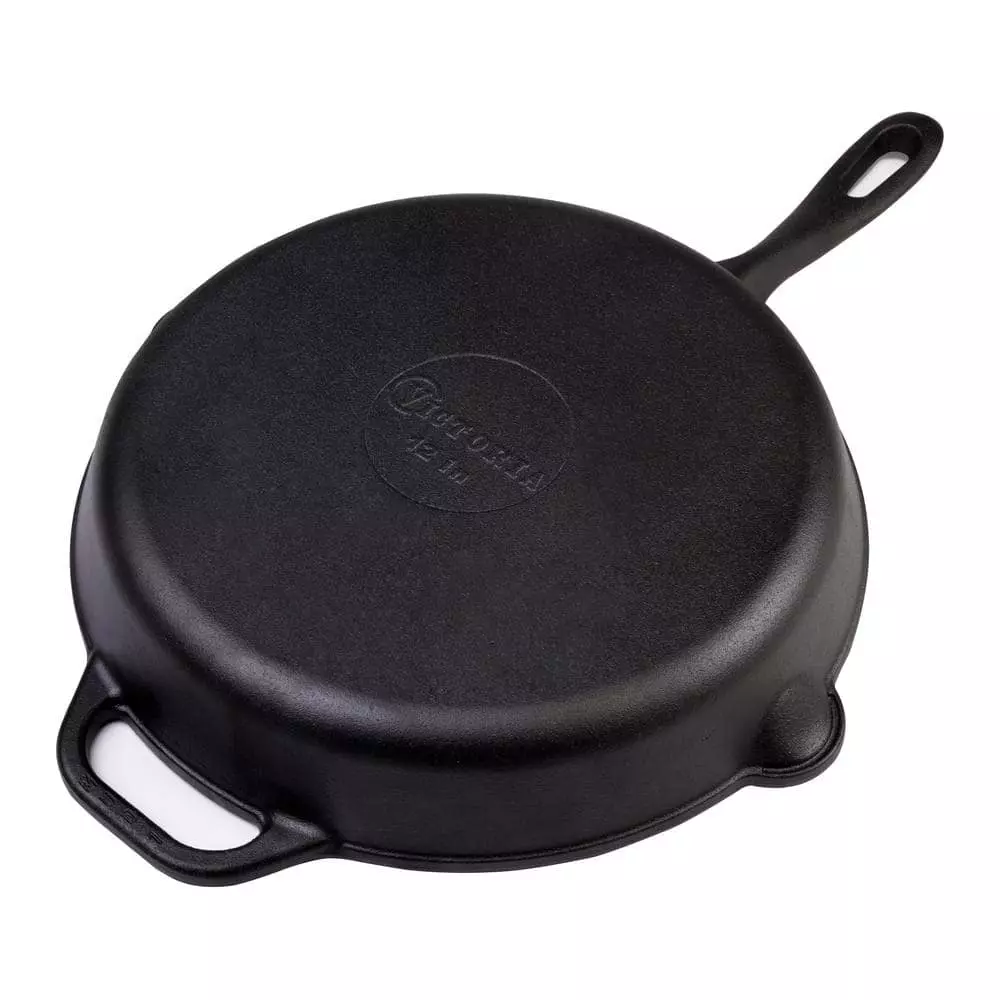 12 in. Black Cast Iron Skillet Seasoned by Victoria 4 12 in. Black Cast Iron Skillet Seasoned by Victoria - Image 2