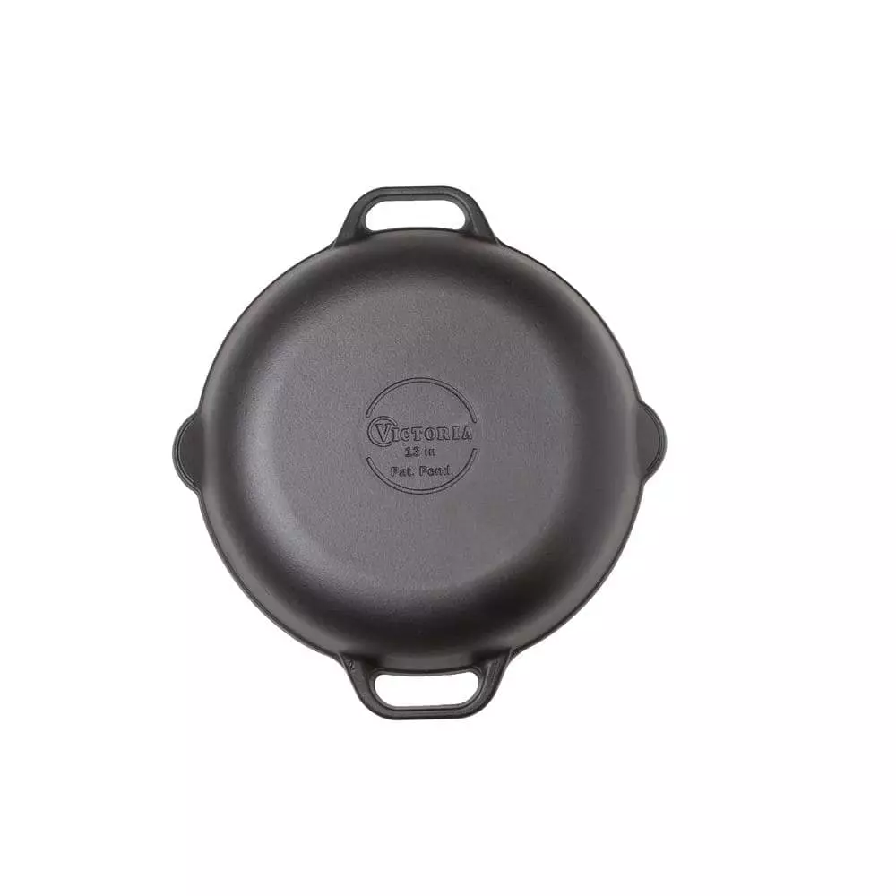 13 in. Black Cast Iron Everyday Skillet with Loop Handles by Victoria 6 13 in. Black Cast Iron Everyday Skillet with Loop Handles by Victoria - Image 4