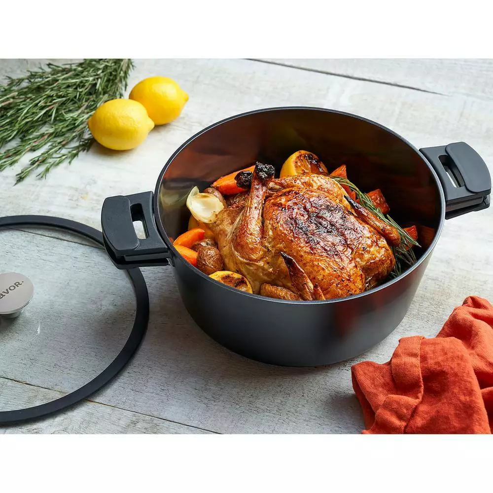 Noir 7 qt. Black Cast Aluminum Ceramic Nonstick Dutch Oven by Zavor 6 Noir 7 qt. Black Cast Aluminum Ceramic Nonstick Dutch Oven by Zavor - Image 4