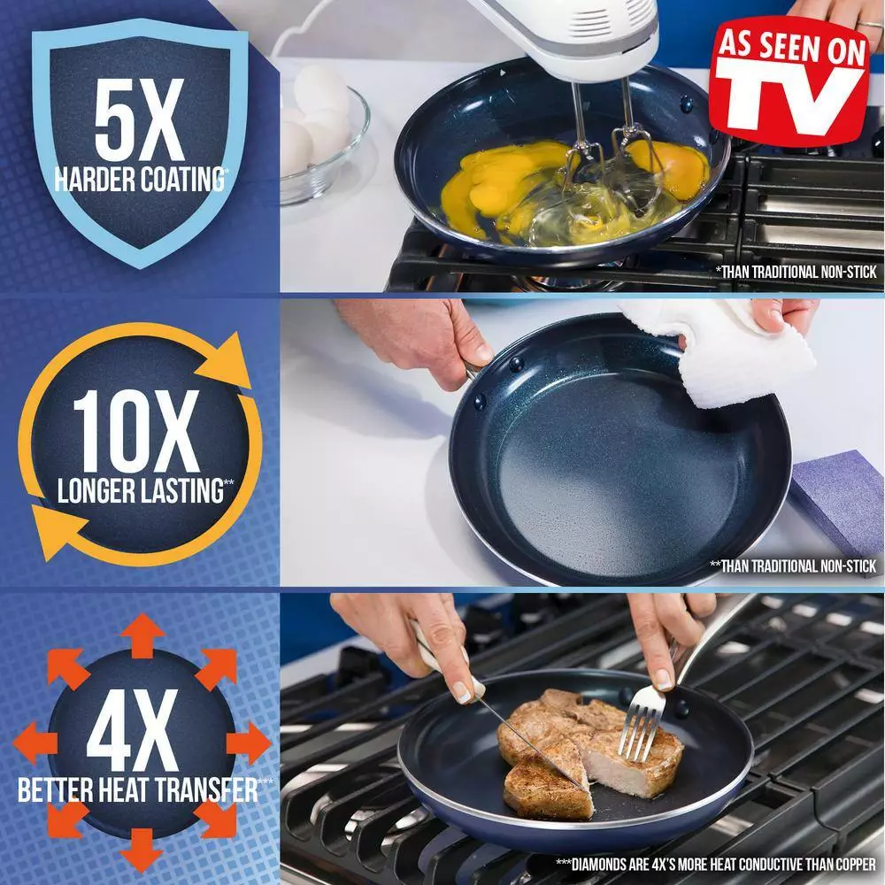12 in. Aluminum Ceramic Nonstick Frying Pan in Blue by Blue Diamond 6 12 in. Aluminum Ceramic Nonstick Frying Pan in Blue by Blue Diamond - Image 4